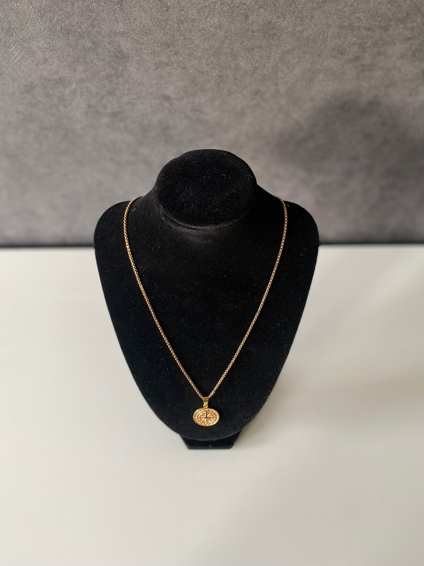 Compass Pendant Ketting Goud 2mm